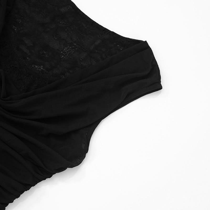 Sophisticated Black Lace Cowl Neck Ruched Top – Your Fall & Holiday Go-To