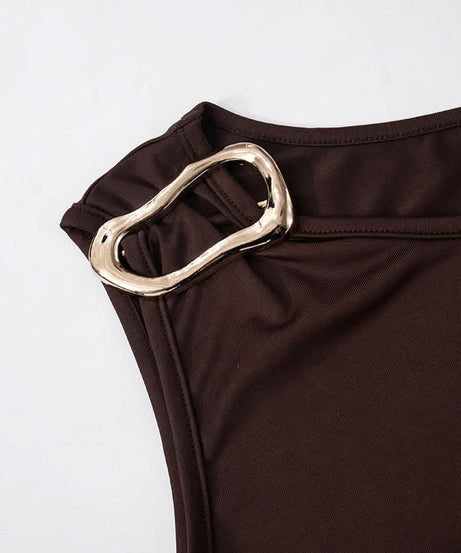 Effortless Fall Glam: Luxe Gold-Detail Ruched Top & Flare Pant Set