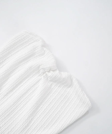 Flirty Ribbed Strapless Tiered Mini Dress | Chic White for Fall Parties & Vacation