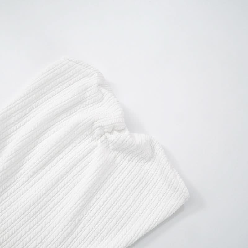 Flirty Ribbed Strapless Tiered Mini Dress | Chic White for Fall Parties & Vacation