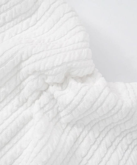 Flirty Ribbed Strapless Tiered Mini Dress | Chic White for Fall Parties & Vacation