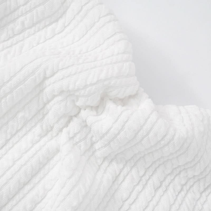 Flirty Ribbed Strapless Tiered Mini Dress | Chic White for Fall Parties & Vacation