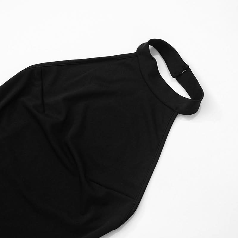 Statement Halter Black & White Ruched Midi Dress - Fall & Holiday Chic