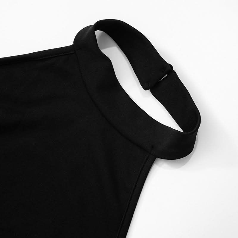 Statement Halter Black & White Ruched Midi Dress - Fall & Holiday Chic