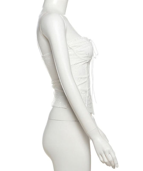 Elegant White Lace Corset Bustier Top - Fall Fashion & Halloween Ready