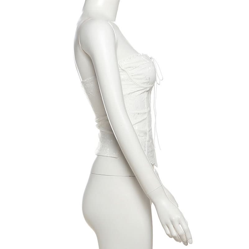 Elegant White Lace Corset Bustier Top - Fall Fashion & Halloween Ready