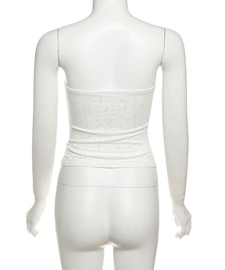 Elegant White Lace Corset Bustier Top - Fall Fashion & Halloween Ready