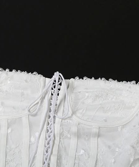 Elegant White Lace Corset Bustier Top - Fall Fashion & Halloween Ready