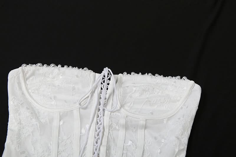 Elegant White Lace Corset Bustier Top - Fall Fashion & Halloween Ready