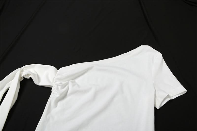 Elevate Your Fall Style: Asymmetrical One-Shoulder Ruched Top with Statement Tie