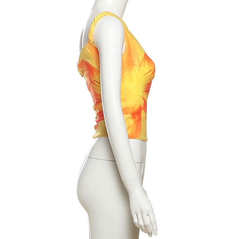 Vibrant Yellow Floral One-Shoulder Top for Women – Your Fall Getaway Essential