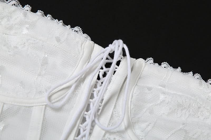 Elegant White Lace Corset Bustier Top - Fall Fashion & Halloween Ready