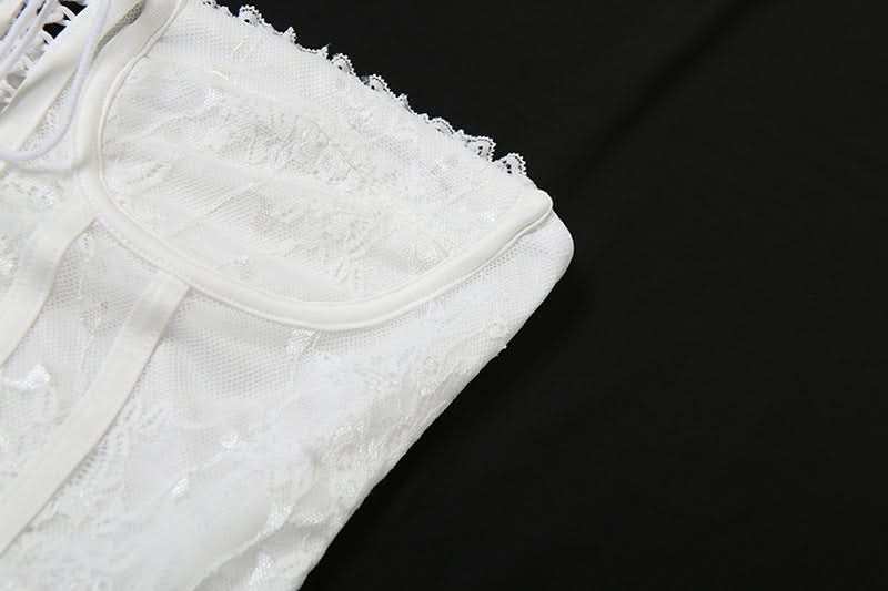 Elegant White Lace Corset Bustier Top - Fall Fashion & Halloween Ready