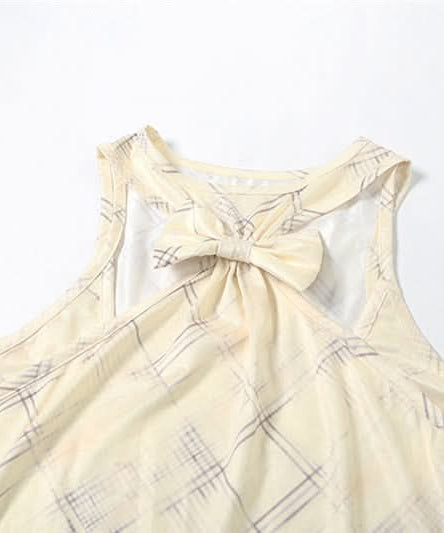 Modern Plaid Bowknot Cut-Out Tank Top - Chic Asymmetrical Fall Style for Women