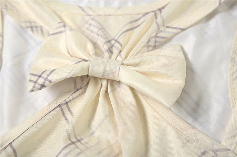 Modern Plaid Bowknot Cut-Out Tank Top - Chic Asymmetrical Fall Style for Women