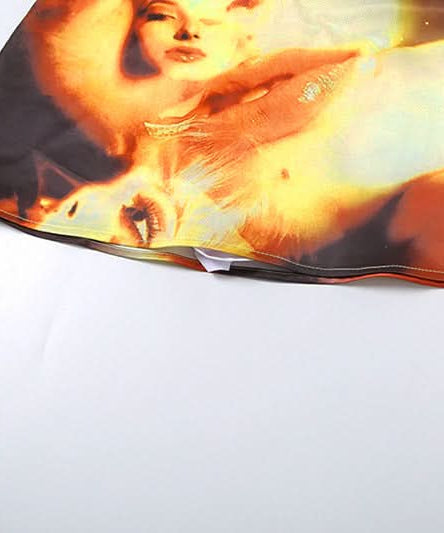 Ignite Your Style: Fiery Art Print Mini Skirt - Perfect for Fall Nights & Y2K Vibes