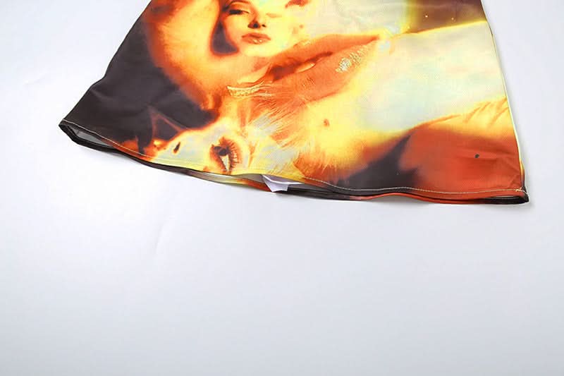 Ignite Your Style: Fiery Art Print Mini Skirt - Perfect for Fall Nights & Y2K Vibes