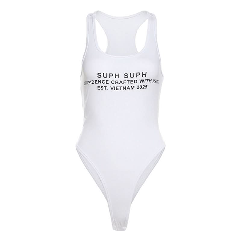 SUPH SUPH "Confidence Crafted" White Racerback Bodysuit | Fall Layering & Everyday Chic