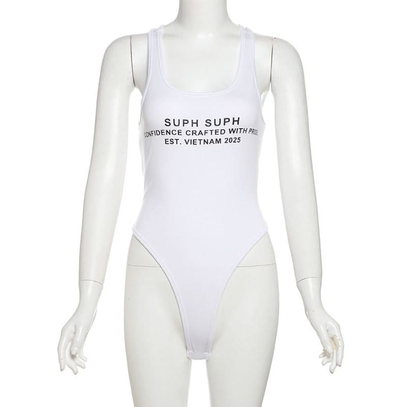 SUPH SUPH "Confidence Crafted" White Racerback Bodysuit | Fall Layering & Everyday Chic