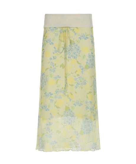Effortless Lemon & Hydrangea Floral Maxi Skirt – Your Chic Fall Transition Piece