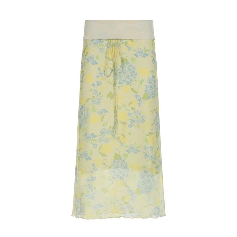 Effortless Lemon & Hydrangea Floral Maxi Skirt – Your Chic Fall Transition Piece