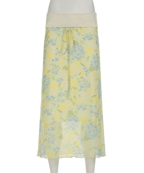 Effortless Lemon & Hydrangea Floral Maxi Skirt – Your Chic Fall Transition Piece