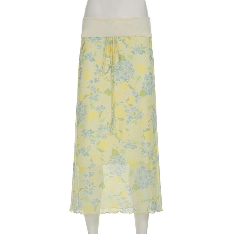 Effortless Lemon & Hydrangea Floral Maxi Skirt – Your Chic Fall Transition Piece