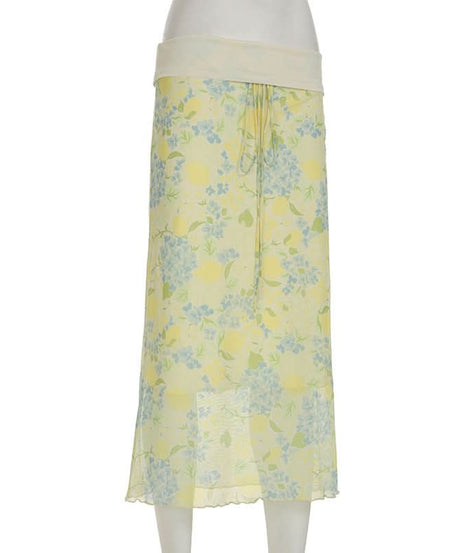 Effortless Lemon & Hydrangea Floral Maxi Skirt – Your Chic Fall Transition Piece