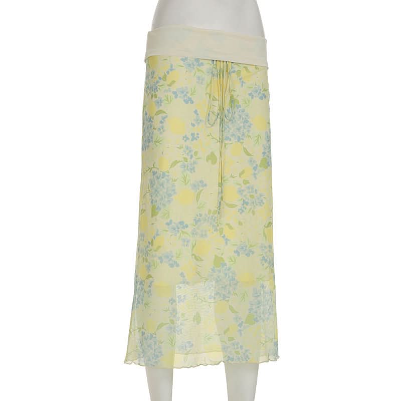 Effortless Lemon & Hydrangea Floral Maxi Skirt – Your Chic Fall Transition Piece