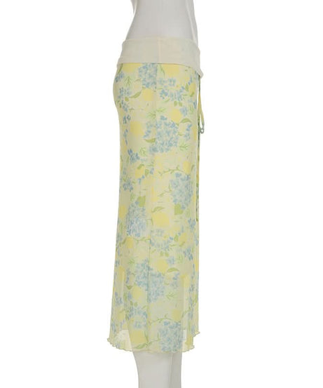 Effortless Lemon & Hydrangea Floral Maxi Skirt – Your Chic Fall Transition Piece