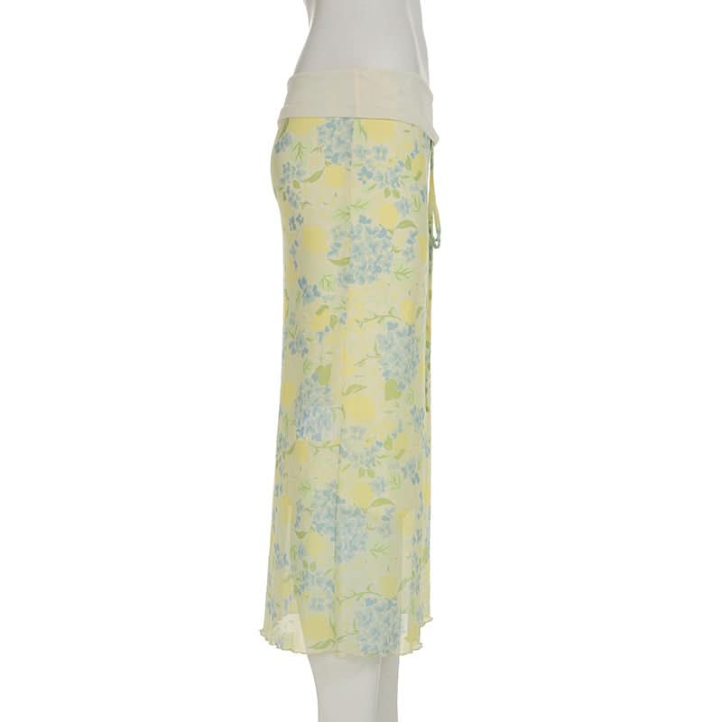 Effortless Lemon & Hydrangea Floral Maxi Skirt – Your Chic Fall Transition Piece
