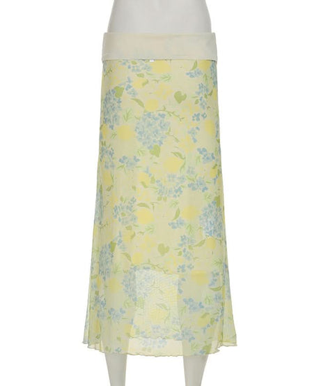 Effortless Lemon & Hydrangea Floral Maxi Skirt – Your Chic Fall Transition Piece