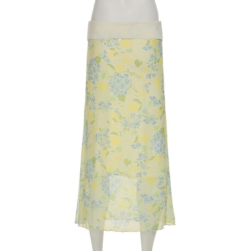 Effortless Lemon & Hydrangea Floral Maxi Skirt – Your Chic Fall Transition Piece