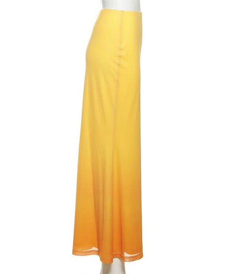 Marigold Sunset Gradient Maxi Skirt | Vibrant Floral Print for Fall & Resort Style