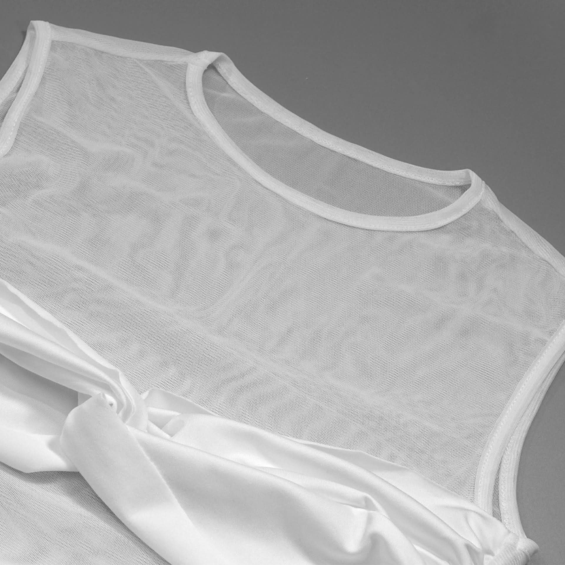 Glamorous White Sheer Mesh Ruched Maxi Dress - Holiday Party & Resort Ready