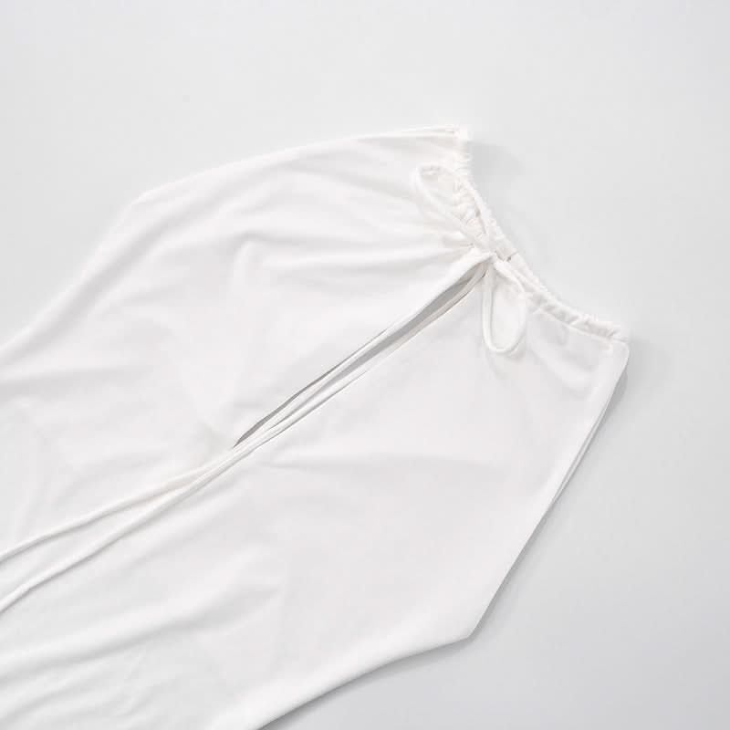 Elegant White Halter Maxi Dress with Beaded Tie – Chic for Holiday Parties & Resort Escapes