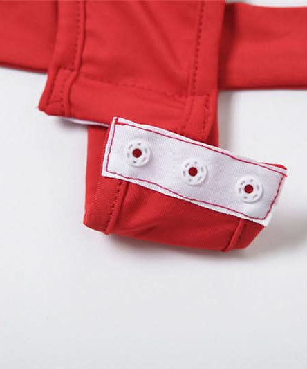 Red Long Sleeve Backless Bodysuit with Strappy Hip Cutouts | Fall Party & Halloween Essential