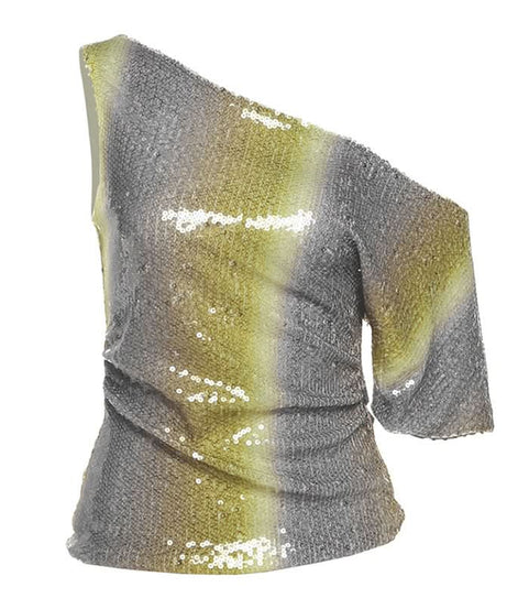 Shimmer & Shine: Ombre Sequin One-Shoulder Top for Holiday Glam