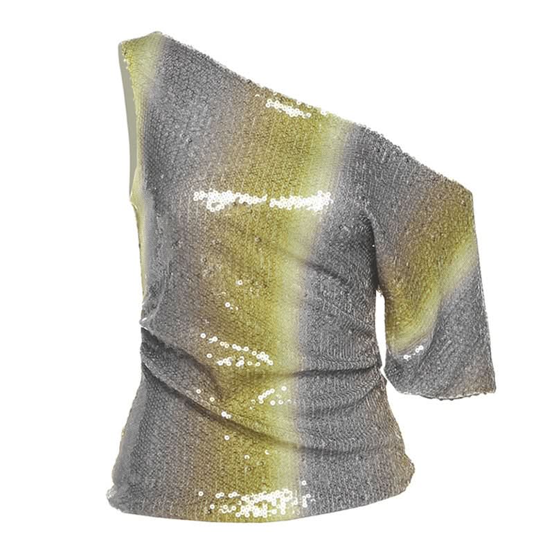 Shimmer & Shine: Ombre Sequin One-Shoulder Top for Holiday Glam