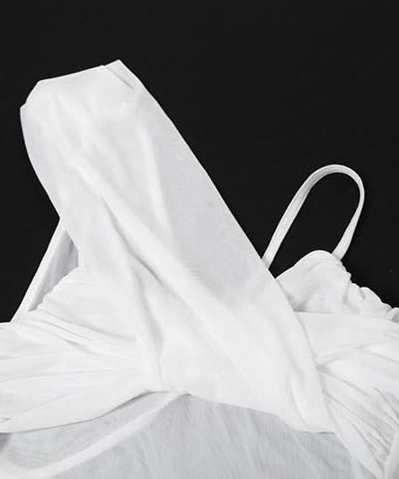 Effortless Elegance: White One-Shoulder Ruched Maxi Dress with Sheer Overlay | Perfect for Fall & Holiday Events