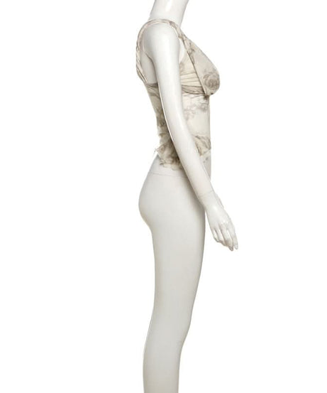 Chic Autumn Bloom Mesh Ruffle Cami Top - Romantic Asymmetrical Fall Style