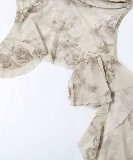 Chic Autumn Bloom Mesh Ruffle Cami Top - Romantic Asymmetrical Fall Style