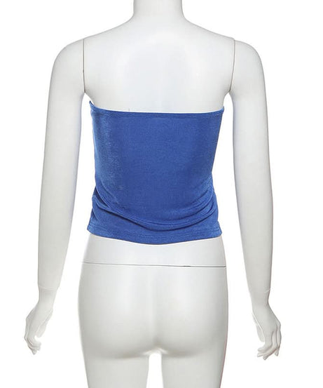 Trendy Red Velvet Tube Top for Women | Y2K '39' Embroidered Varsity Crop - Fall Fashion