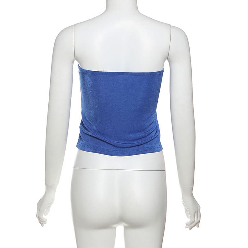 Trendy Red Velvet Tube Top for Women | Y2K '39' Embroidered Varsity Crop - Fall Fashion