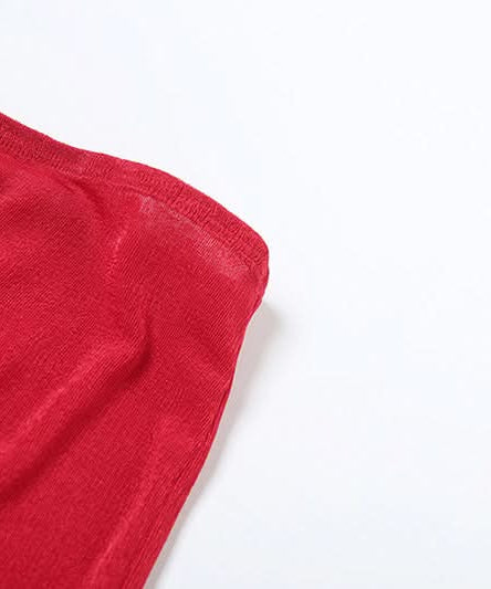 Trendy Red Velvet Tube Top for Women | Y2K '39' Embroidered Varsity Crop - Fall Fashion