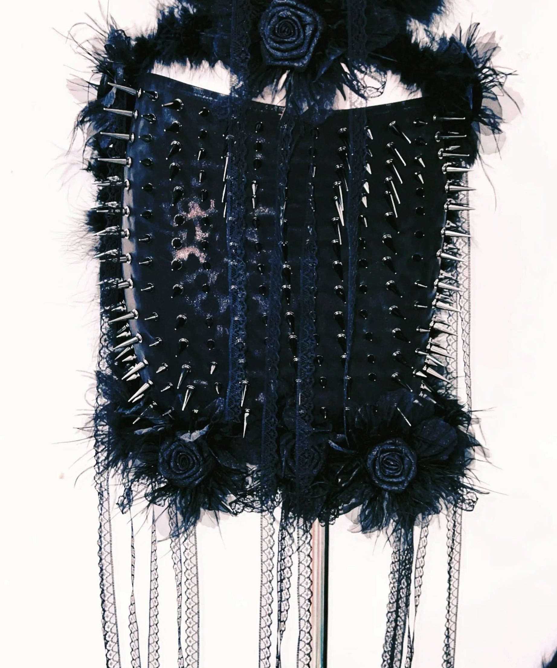 Spiked Feather Rebel Heart Two-Piece Set | Edgy Gothic Rave Clubwear & Halloween Statement