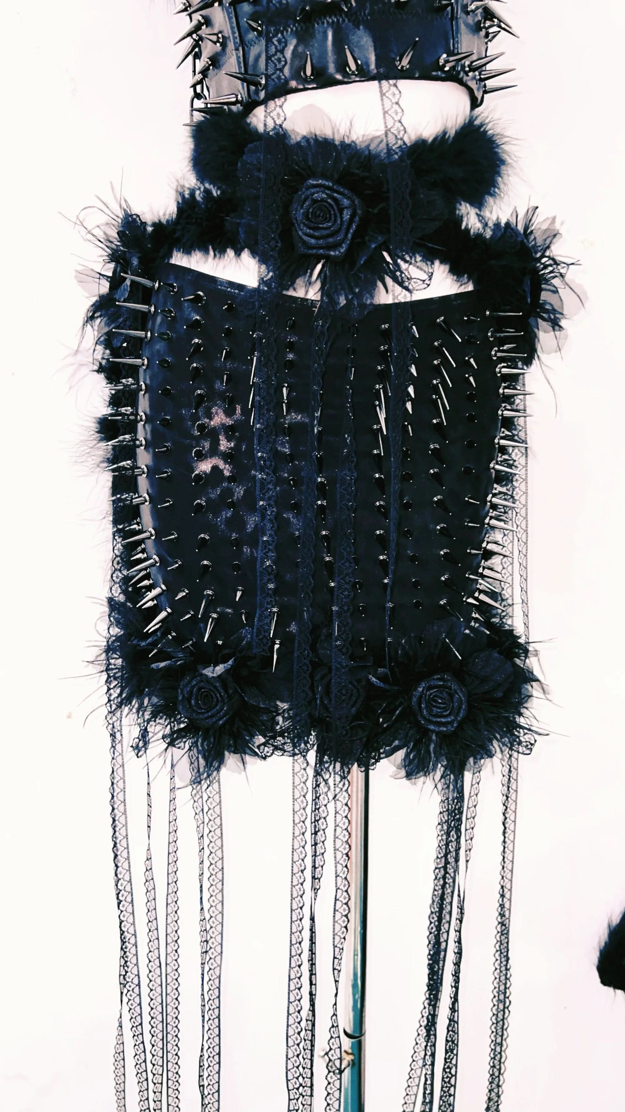 Spiked Feather Rebel Heart Two-Piece Set | Edgy Gothic Rave Clubwear & Halloween Statement