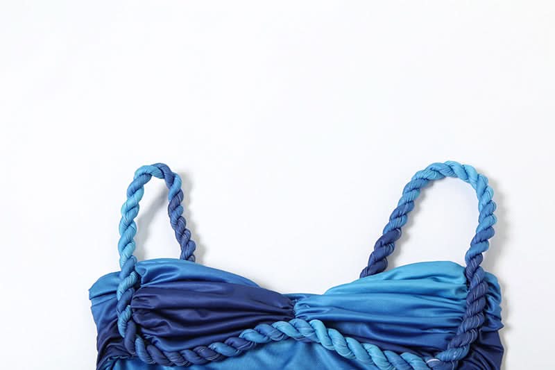 Tropical Escape Ombre Two-Piece Maxi Skirt Set - Sweetheart Top & Rope Slit