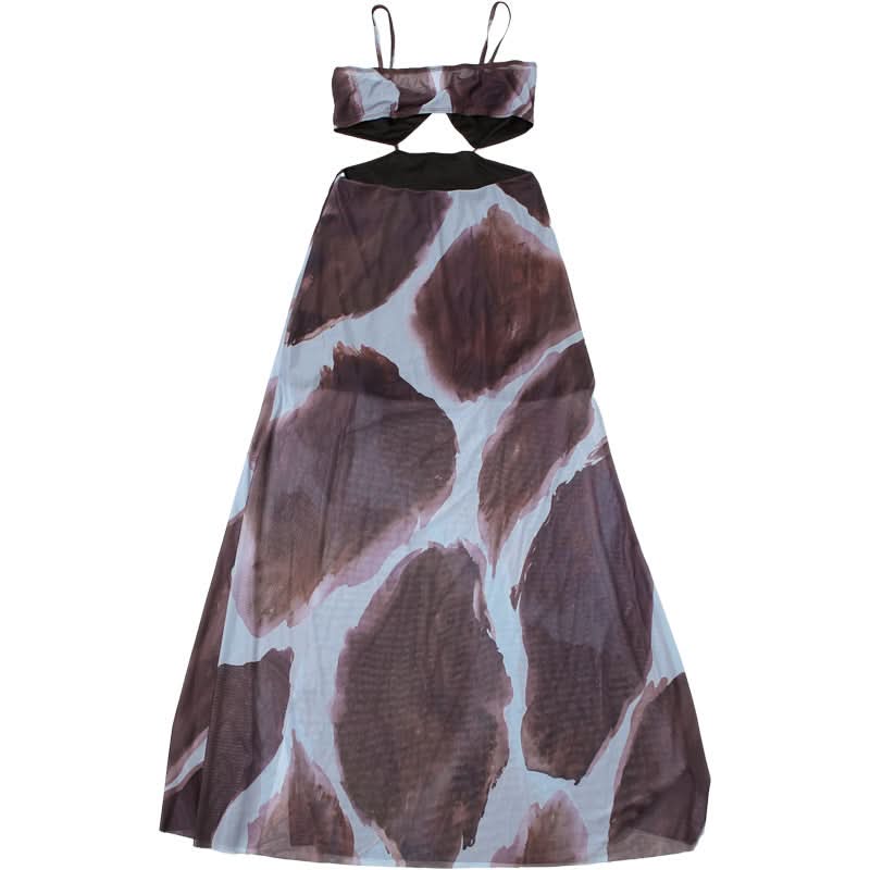 Wild Instinct Abstract Print Cut-Out Maxi Dress Set - Chic Fall Party & Vacation Style