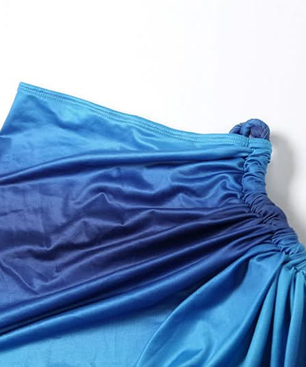 Tropical Escape Ombre Two-Piece Maxi Skirt Set - Sweetheart Top & Rope Slit